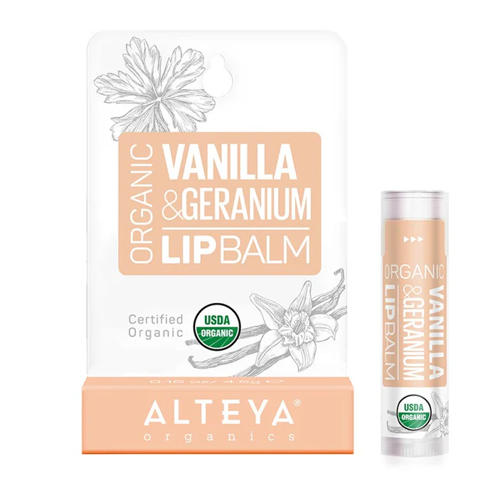 Alteya’s Organic Vanilla Geranium Lip Balm