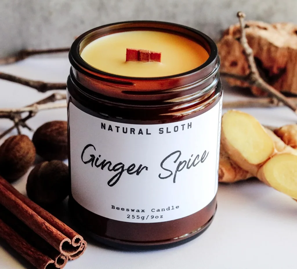Natural Sloth Certified Natural Ginger Spice Beeswax Candles