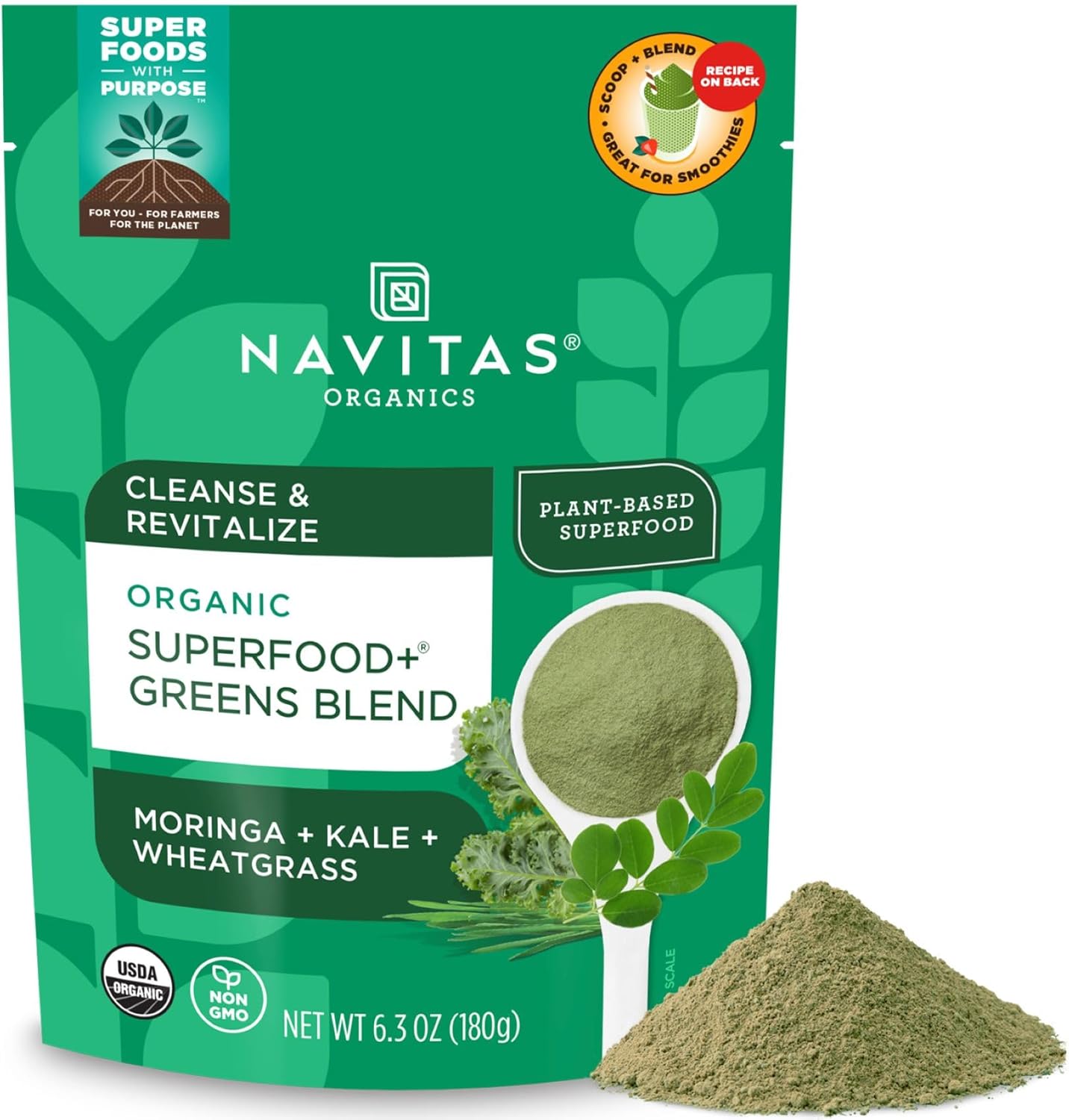 Navitas Organics Superfood+ Greens Blend for Detox Support