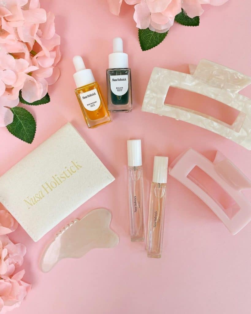 Nusa Holistick collection organic skincare haircare and perfume