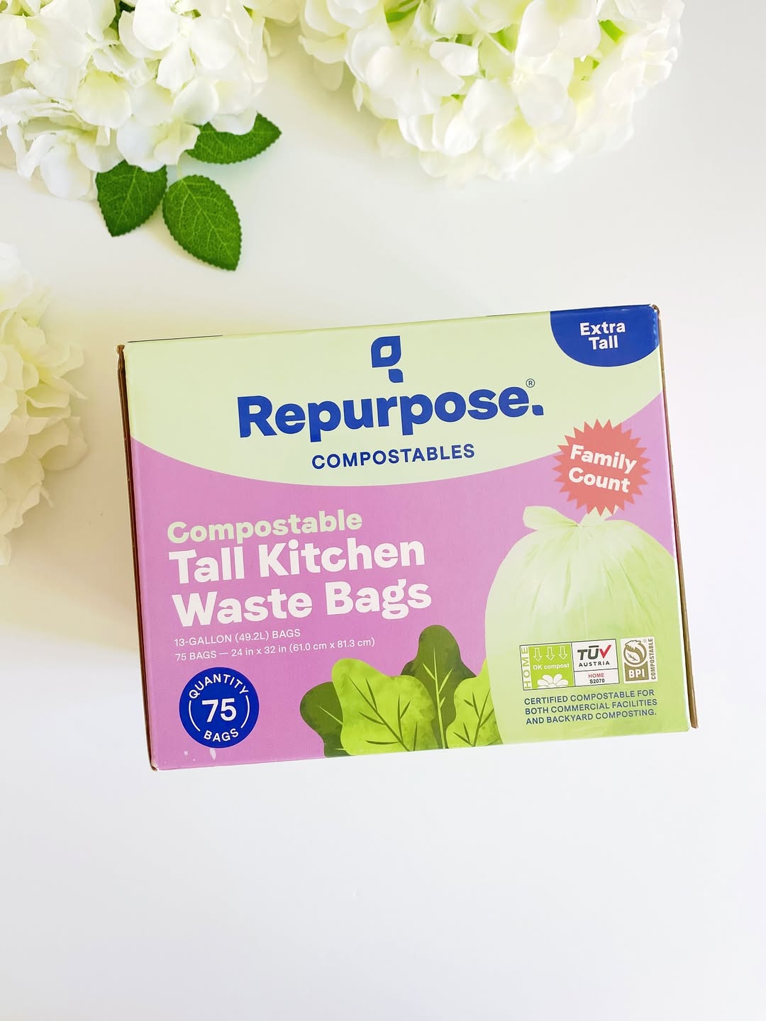 Repurpose compostable Tall Kitchen Waste Bags, organic trash bags,