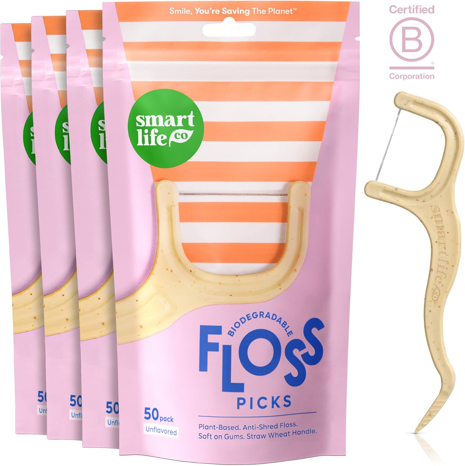 SmartLifeco Biodegradable Dental Floss Picks