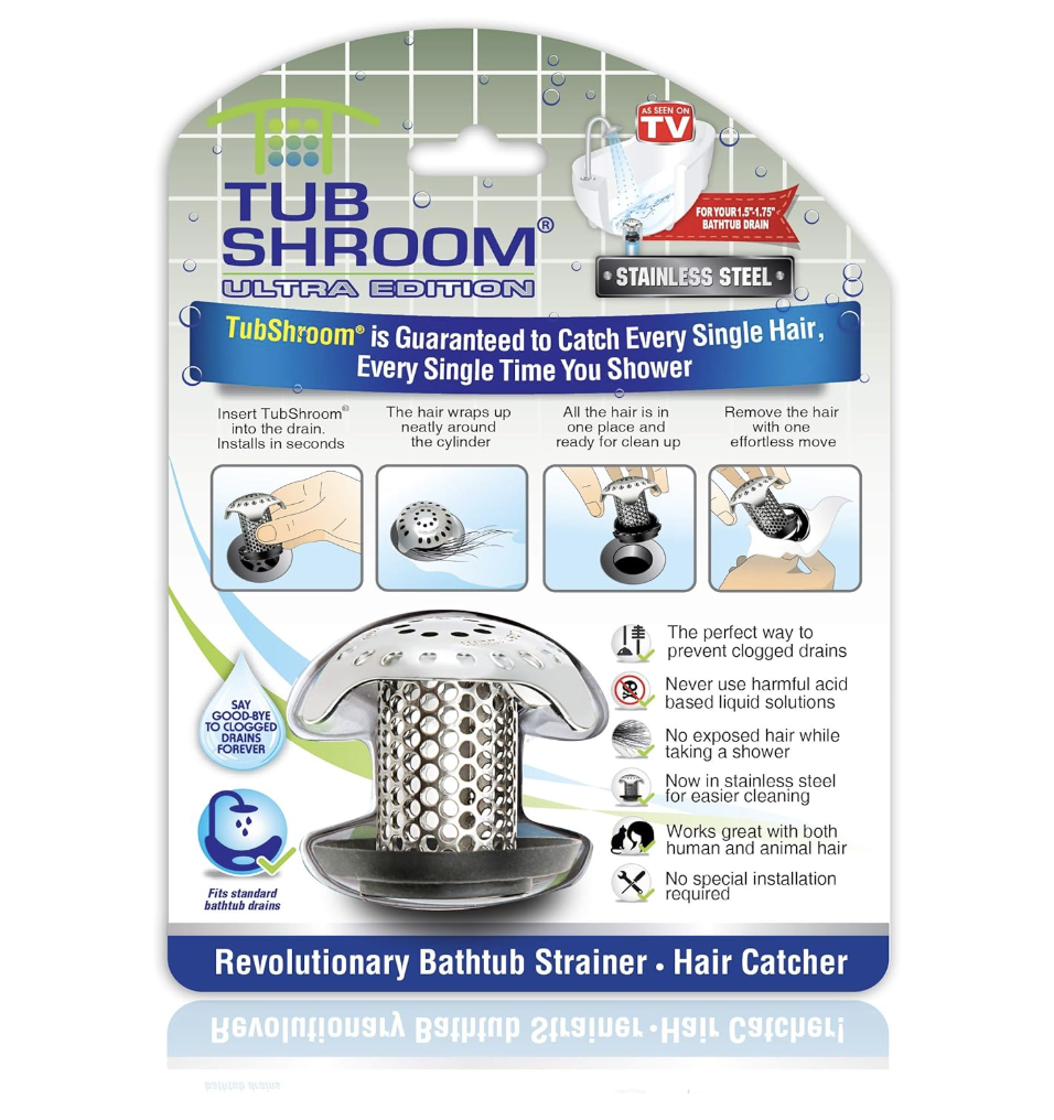 TubShroom Ultra Bath Tub Drain Protector Hair Catcher