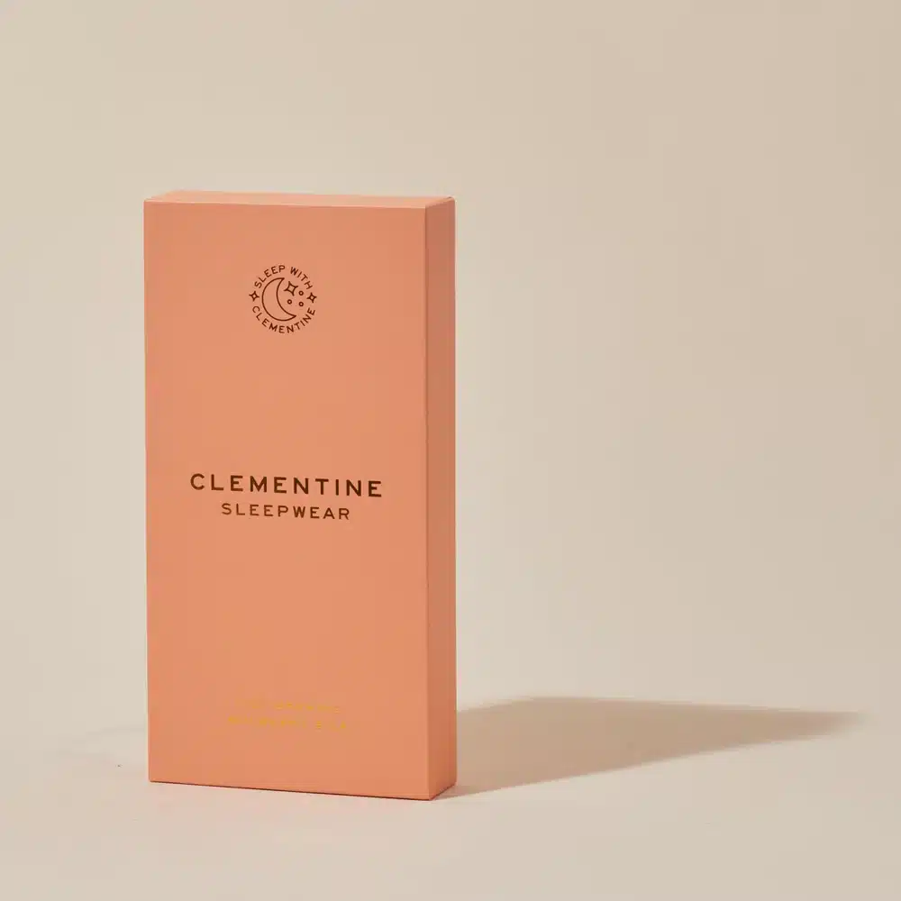 Clementine GOTS Organic pink Silk eye masks box