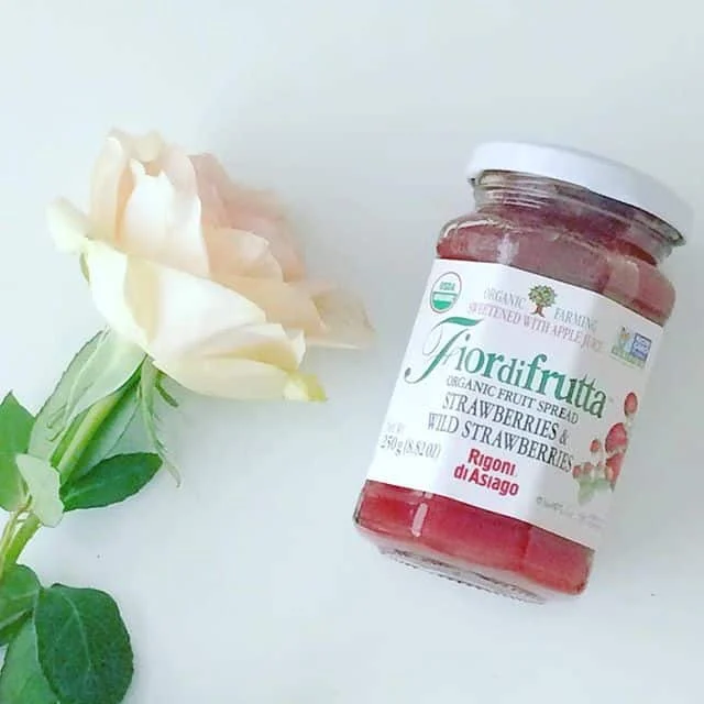 Rigoni di Asiago, fior di frutta, USDA Certified organic jam, strawberries, pink, rose, no citric acid, gerd, acid reflux. PrettyOrganicGirl, the best organic fruit Spread, the best organic jam, USDA Certified organic fruit spread