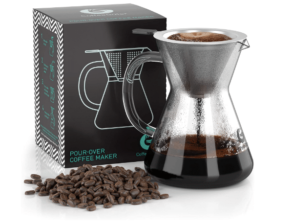 Coffee makers without California Proposition 65 warning, safer coffee makers, non-toxic coffee makers, heathier coffee makers, organic coffee makers, eco-frienldy coffee maker, glass, travel size coffee makers, glass coffee maker, pour over coffee maker