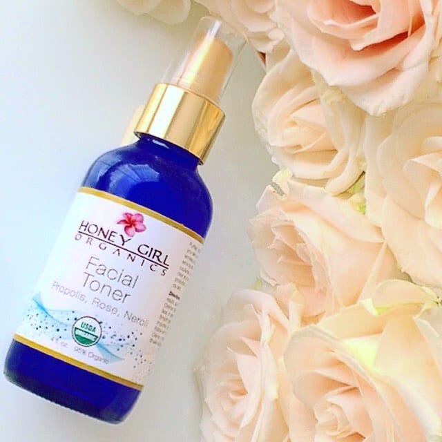 USDA Certified organic facial toner, organic rose water, honey girl organics rosewater