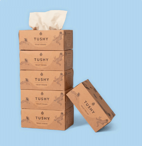 Organic unbleached bamboo paper, TCF, plastic-free, organic bamboo tissues Tushy
