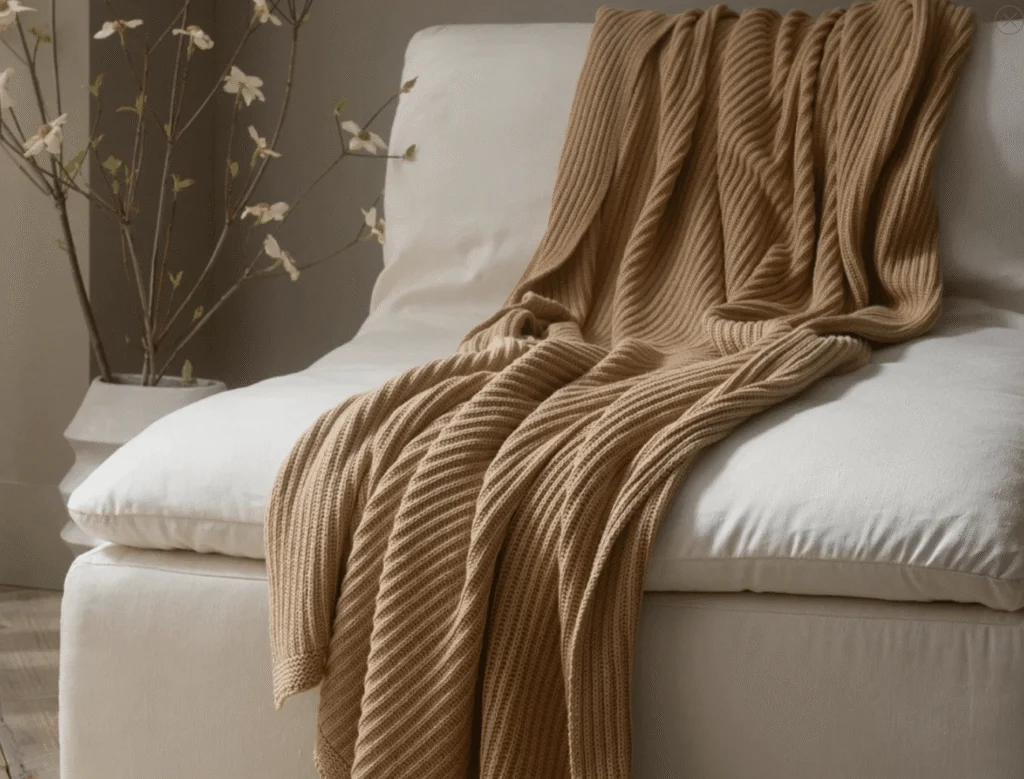 Soaring Heart Organic Knit Throw Coyuchi