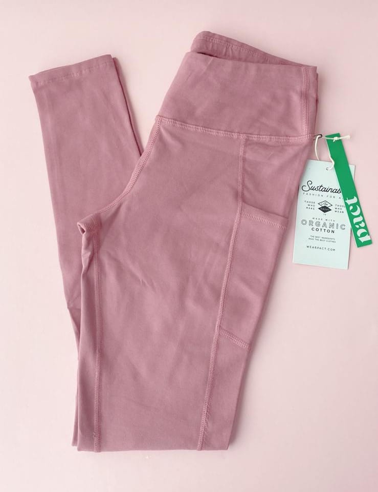GOTS Certified organic cotton pact leggings pink with pockets