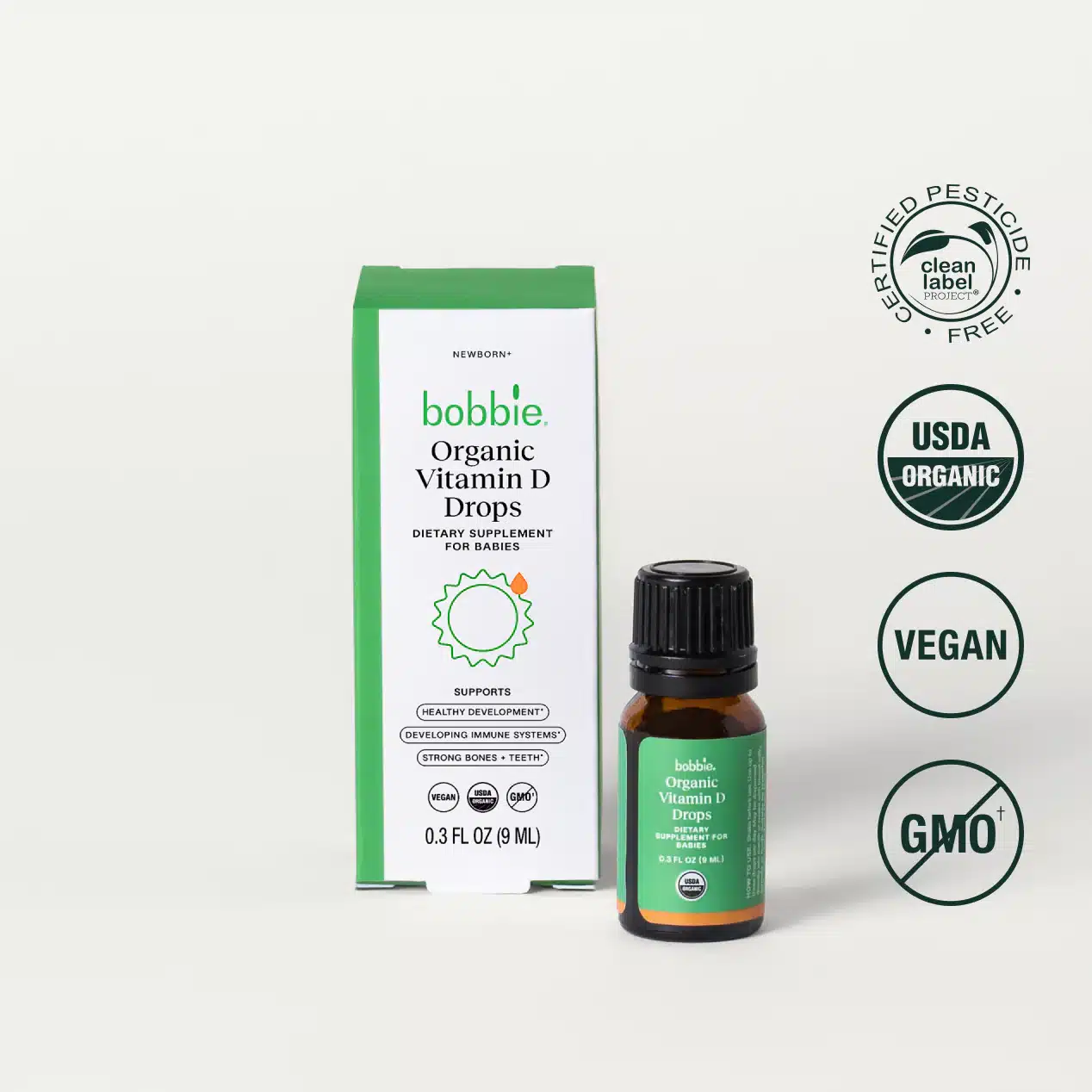 Bobbie USDA certified Organic Baby and infant Vitamin D Drops