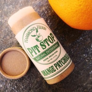 Hammond Herbs organic deodorant, zero waste, plastic free, Orange & Patchouli