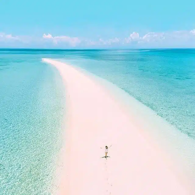 Blue and white beach