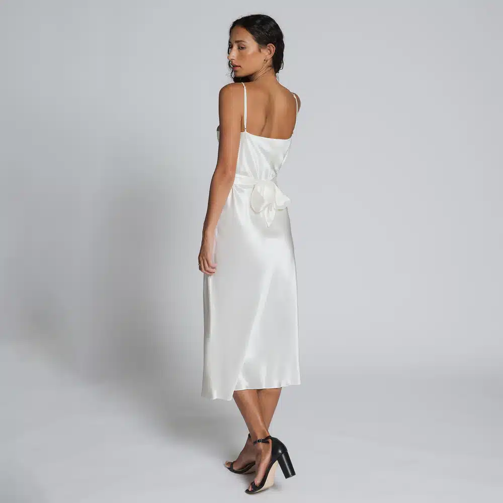 Clementine Sleepwear GOTS Certified Organic Silk Dress White