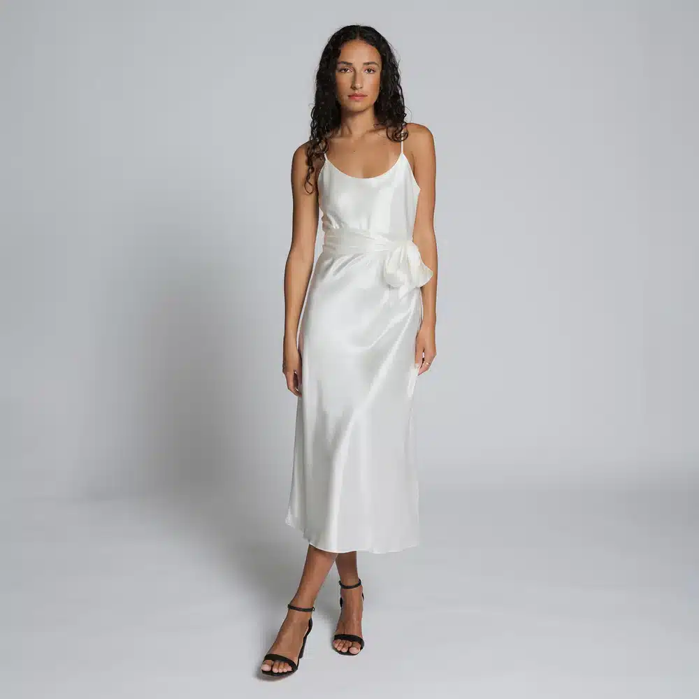 Clementine Sleepwear GOTS Certified Organic Silk White Dress