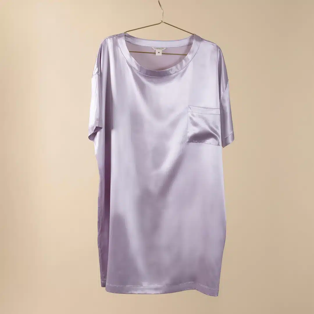 Clementine Sleepwear GOTS Certified Organic Silk T-Shirt Dress Lilac