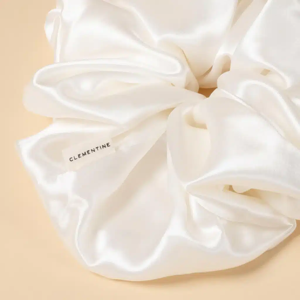 Clementine Sleepwear GOTS Certified Organic Scrunchie white