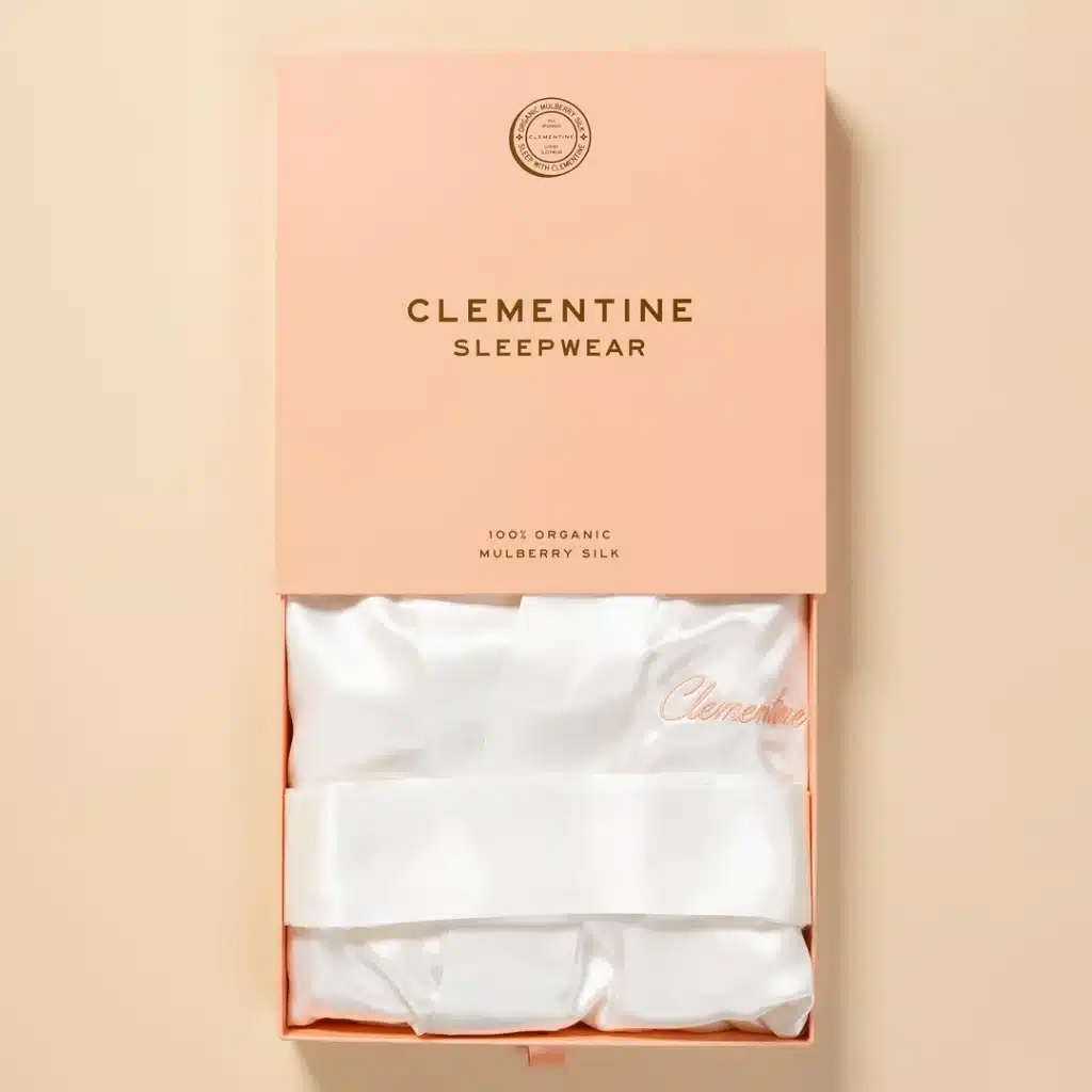 Clementine Sleepwear GOTS Certified Organic Silk Robe White