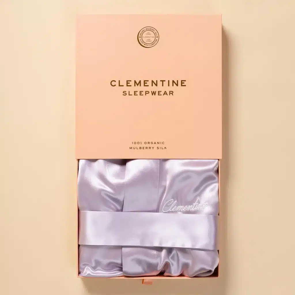 Clementine Sleepwear GOTS Certified Organic Silk Robe Lilac