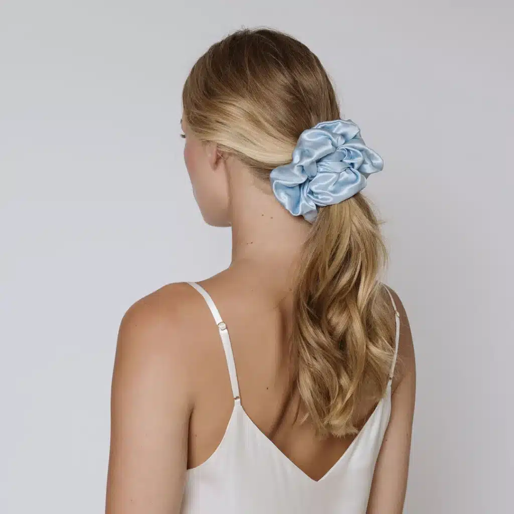 Clementine Sleepwear GOTS Certified Organic Scrunchie Blue