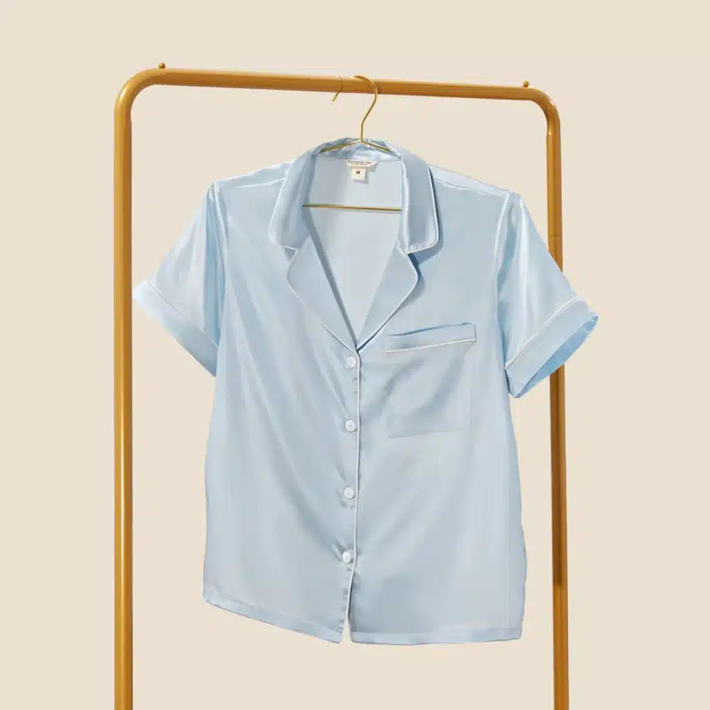 Clementine Sleepwear GOTS Certified Organic Silk Set Sky top