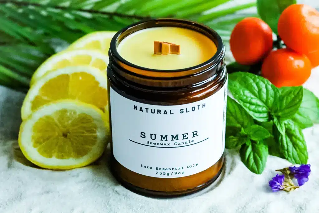 Natural Sloth Summer Beeswax Candles
