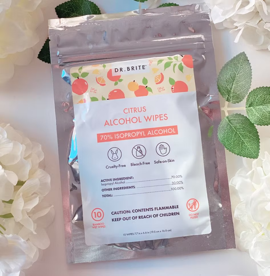 Dr. Brite organic cleaning, disinfecting cleaning wipes, travel wipes