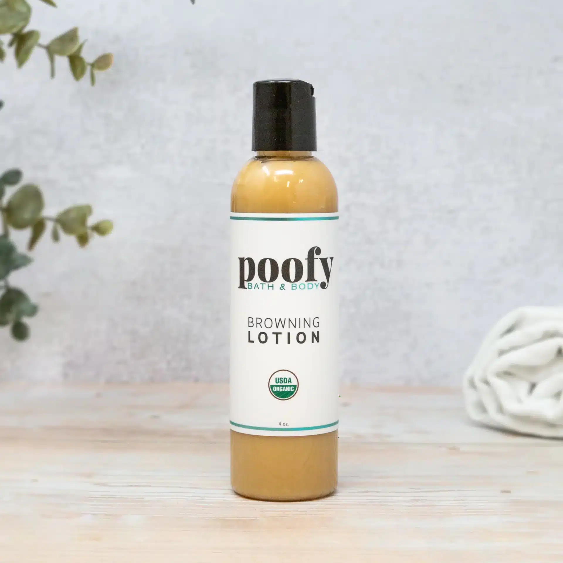 Poofy Organics Browning Lotion Organic, USDA certified Organic self tanner, DHA-free self tanner.