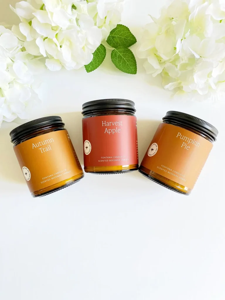Fontana organic candles for autumn, fall, thanksgiving, Halloween