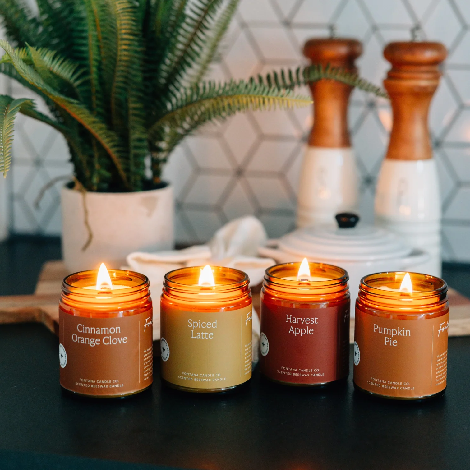 Fontana organic candles for autumn, fall, thanksgiving, Halloween