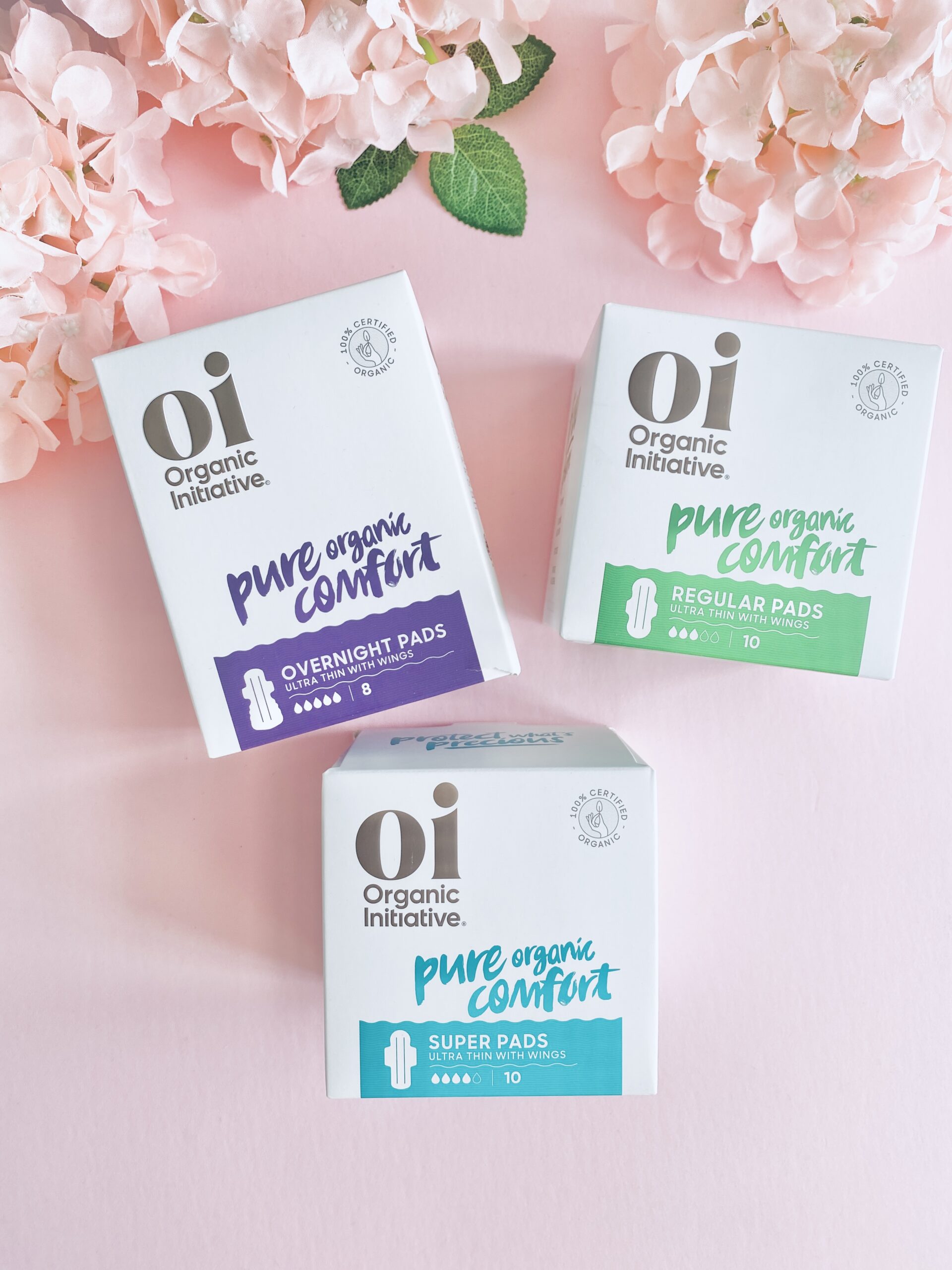 Organic Initiative certified organic cotton period pads