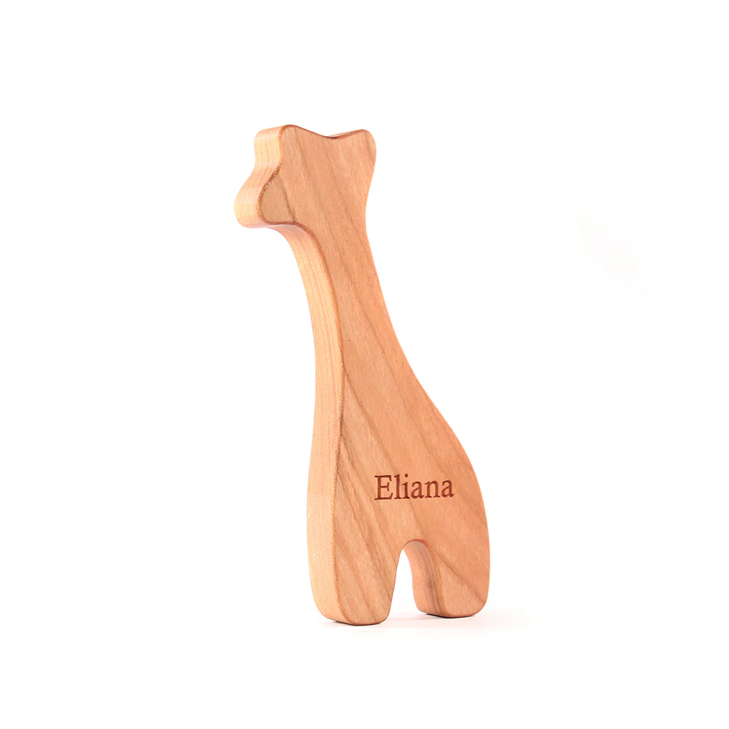 Smiling Tree Toys Made in the USA Giraffe Wooden Toy Rattle