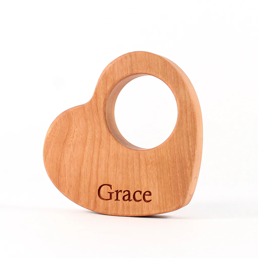 Smiling Tree Toys Made in the USA Heart Wooden Toy Rattle