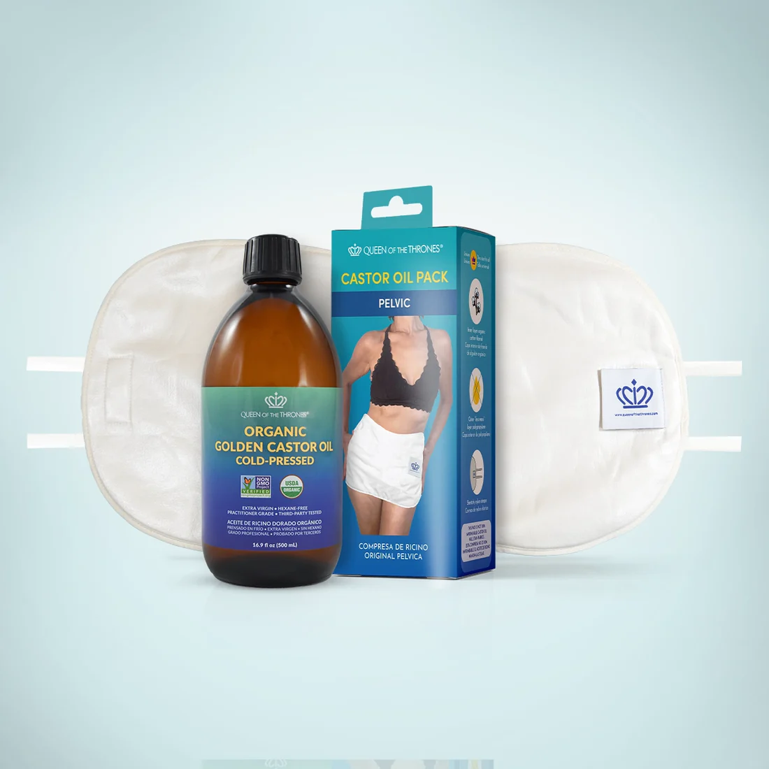 Queen of the Thrones Castor Oil Pack Bundle for Pelvis