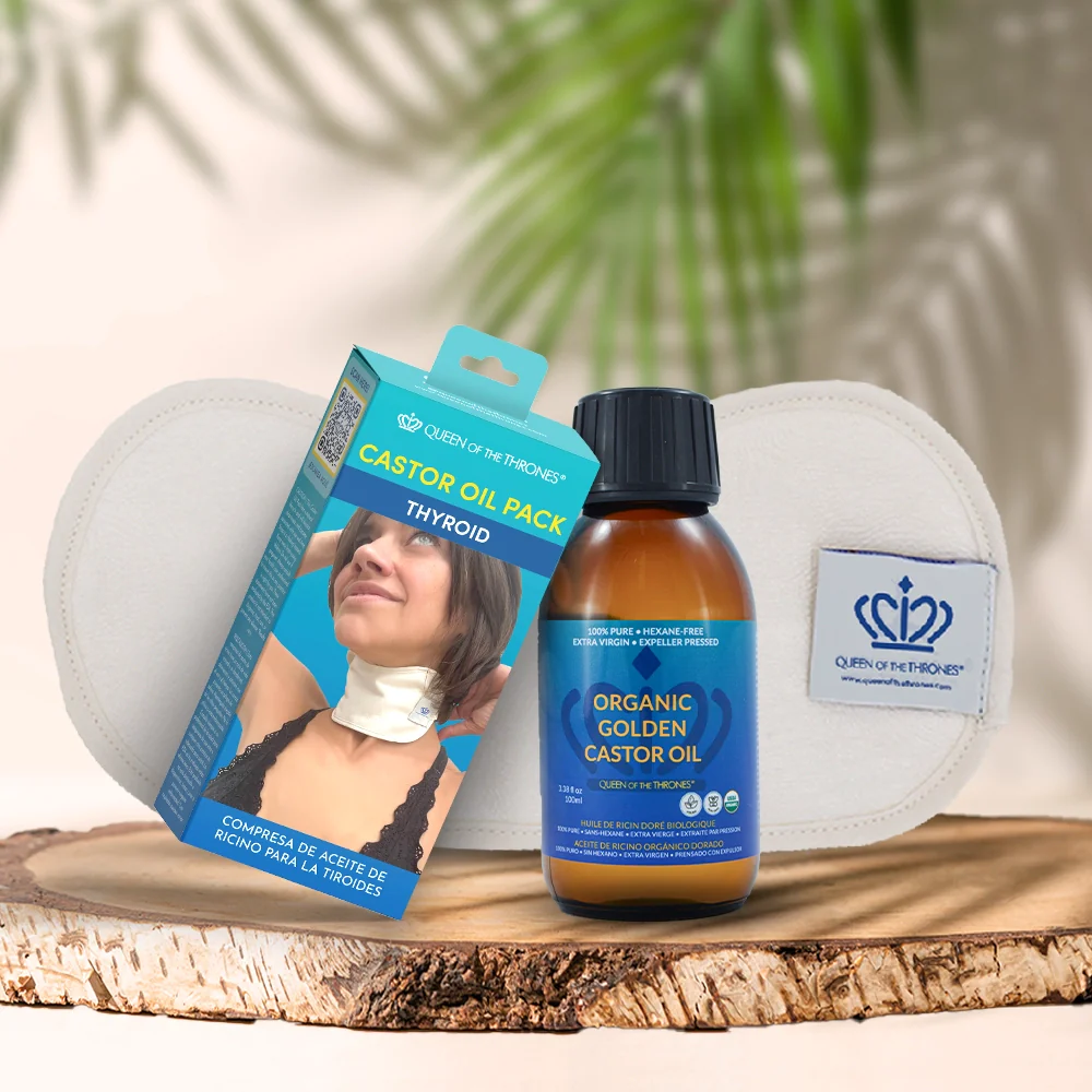 Queen of the Thrones Castor Oil Pack Bundle for Thyroid