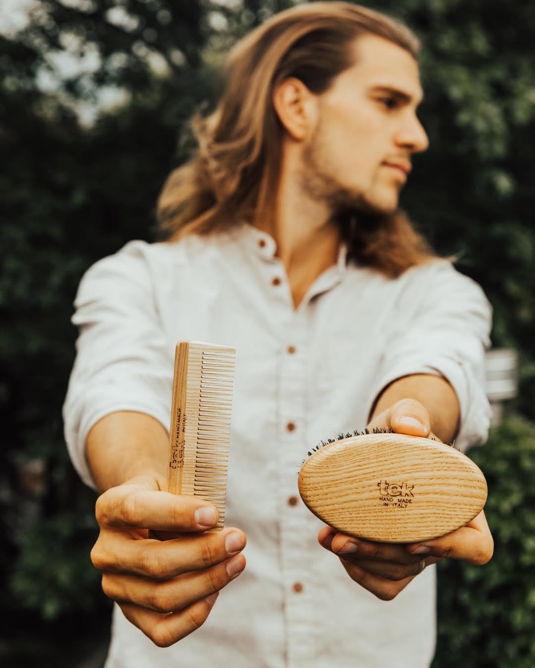 Tek man organic hair brush and comb