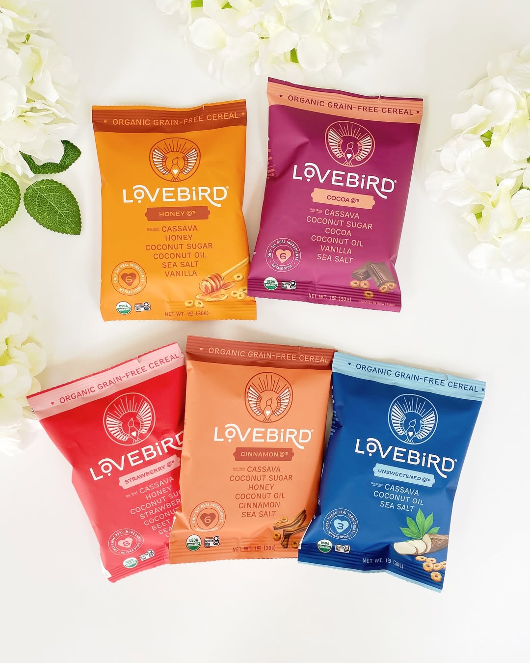 Lovebird organic cereals travel size