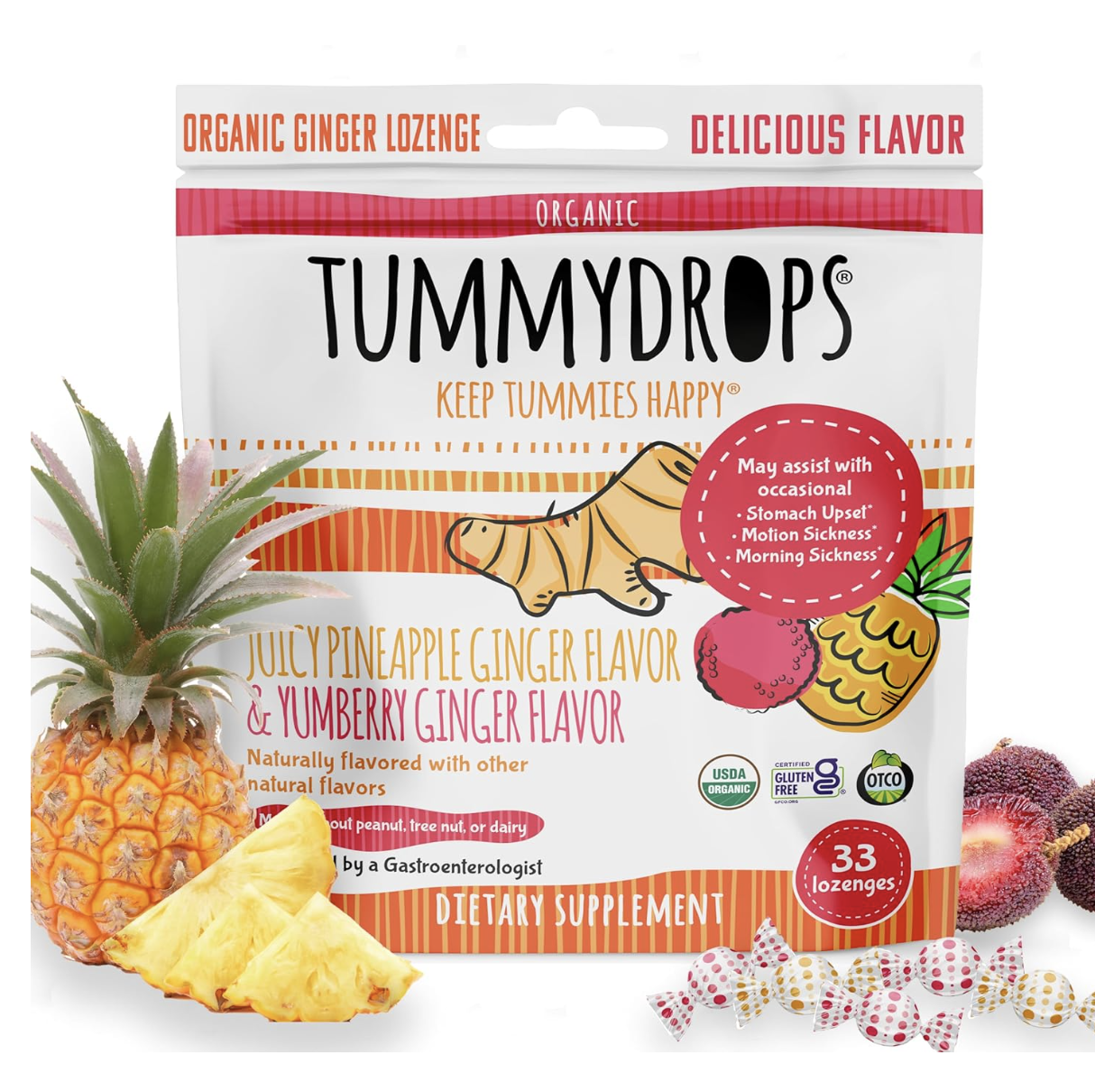 Tummy Drops Organic Lollipops for Nausea