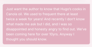 Hugo's restaurant review