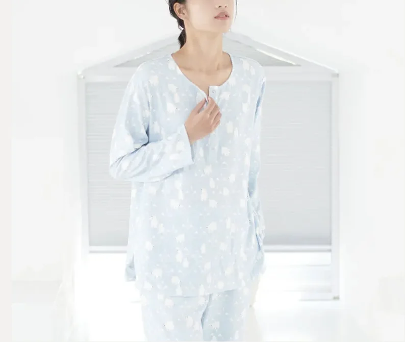 Nest Designs Organic Cotton Women's Long Sleeve Nursing PJ Set