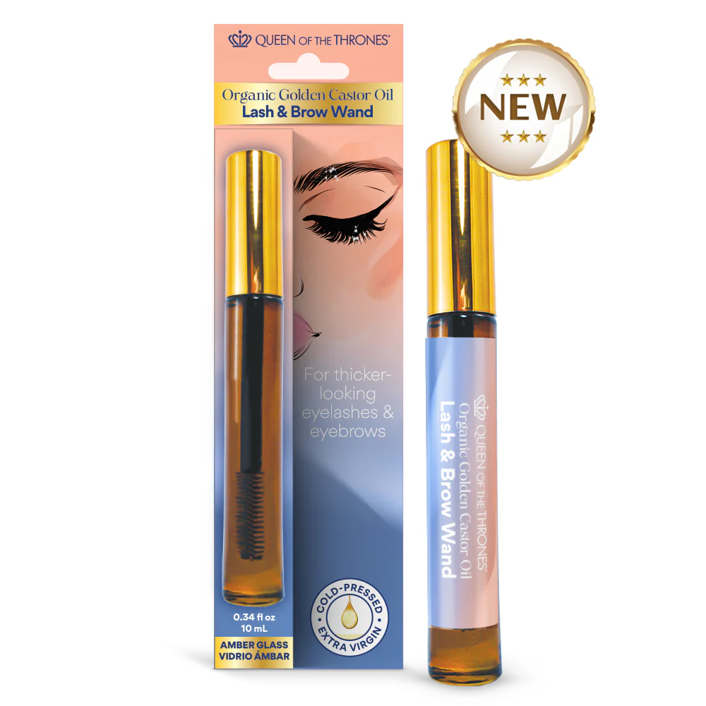 Queen of the Thrones Organic Golden Castor Oil Lash & Brow Glass Wand review and promo code