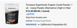 Carob CA prop 65 warning