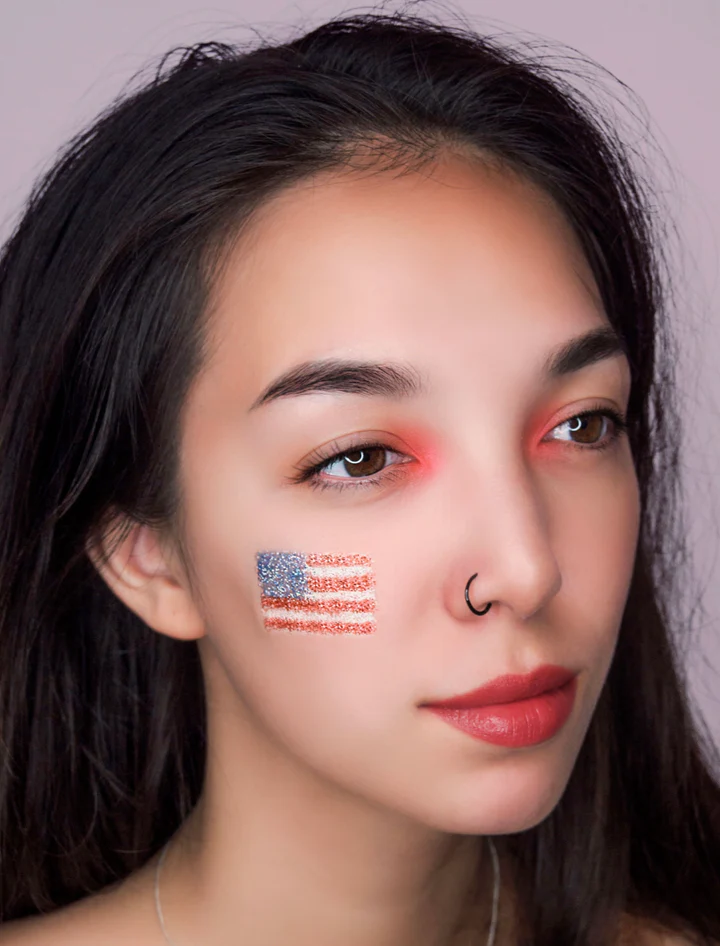 Today Glitter, Patriotic Flag glitter makeup