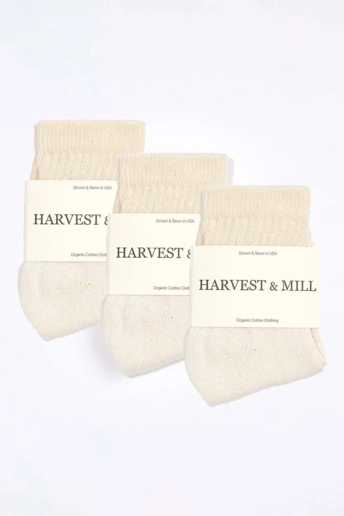 Harvest & Mill Organic Cotton Socks made in the USA. American organic cotton