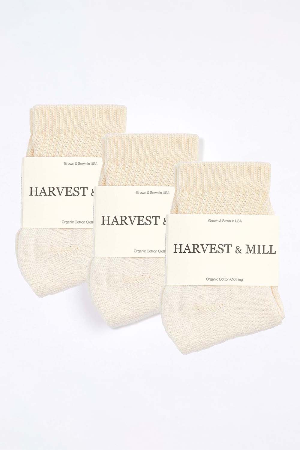 Harvest & Mill Organic Cotton Socks made in the USA. American organic cotton