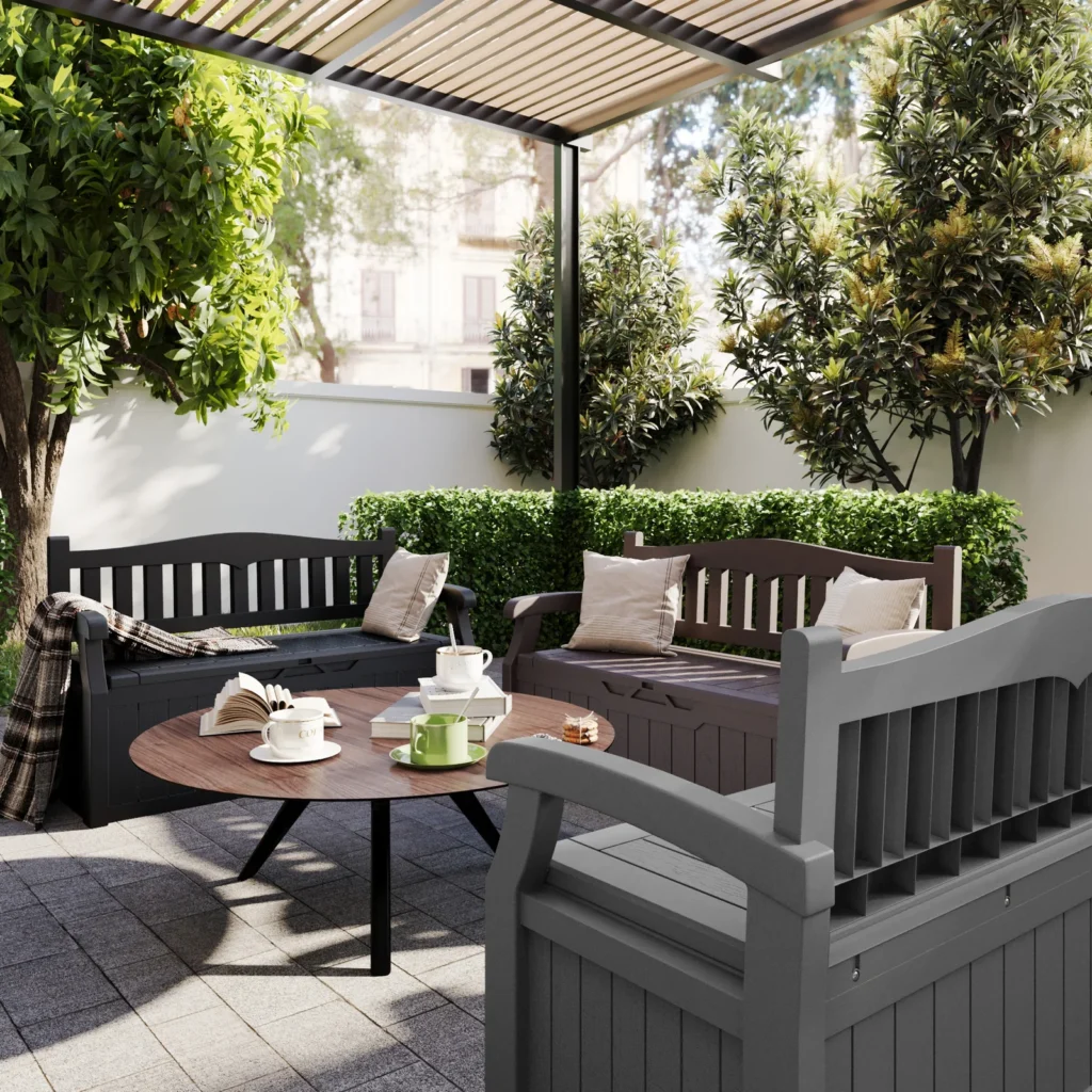 PatioWell sustainable patio storage bench