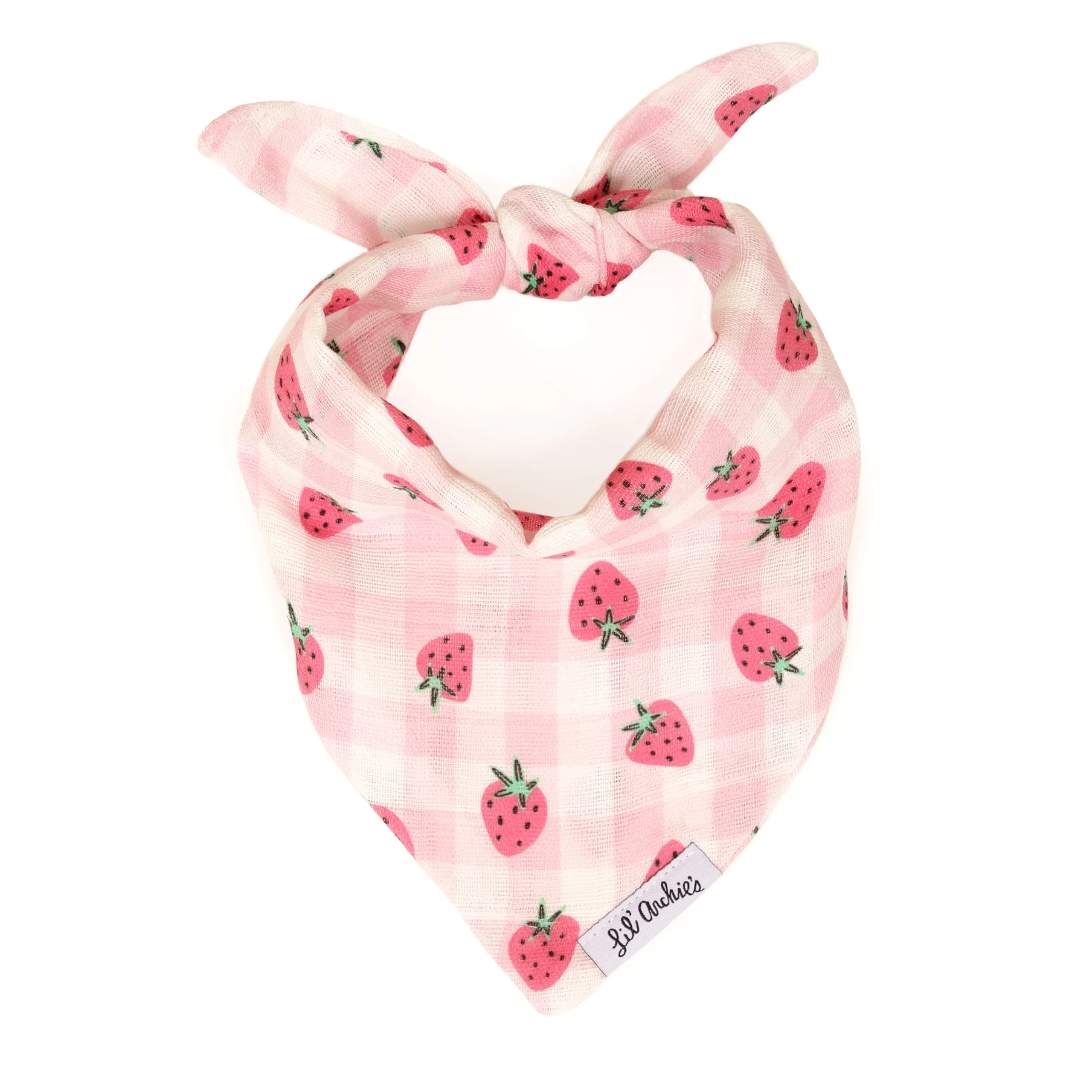 Lil' Archie's Organic Bandanas, GOTS certified organic, pink, strawberry pet bandana