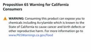 Maldon Salt CA prop 65 warning