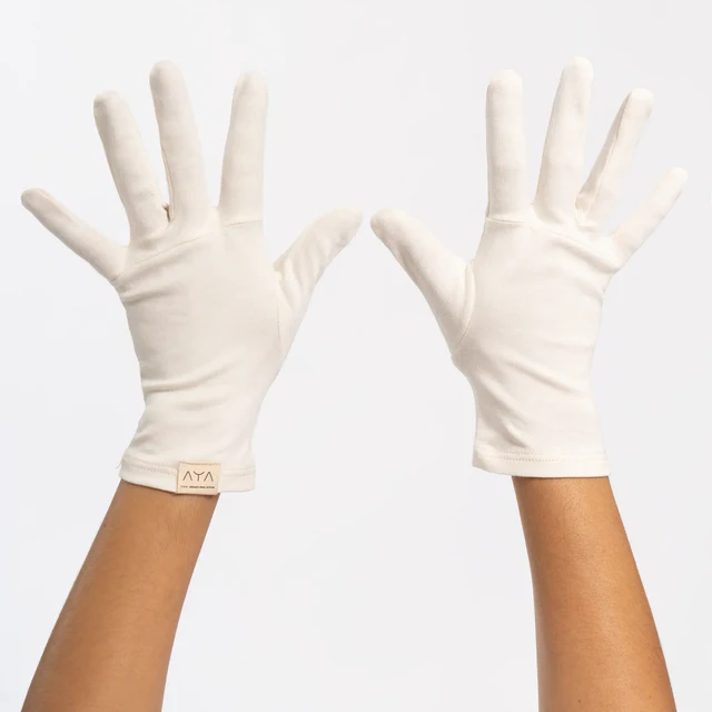 Aya GOTS certified organic cotton gloves, chemical-free,