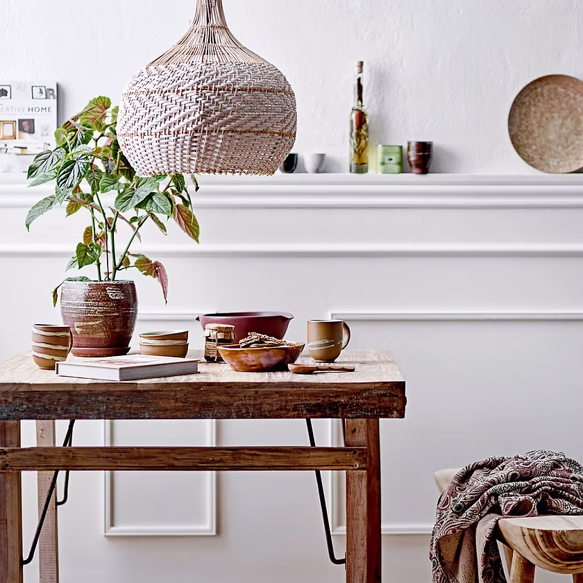 Healthier Homes White & Cane Scandi Pendant Light